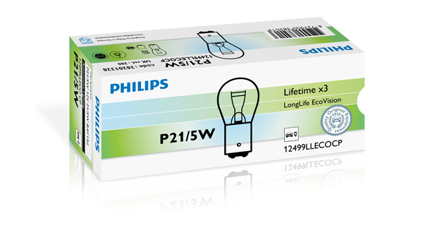 Philips W21/5W Vision 12V 21/5W brake lights Indicator Bulbs 12066B2 (pack  of 2)