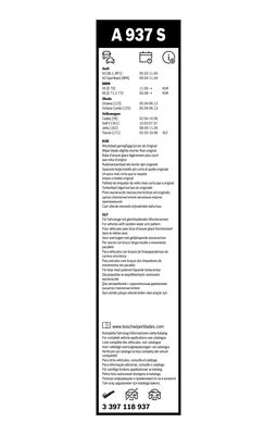 Picture of BOSCH - 3 397 118 937 - Wiper Blade (Window Cleaning)
