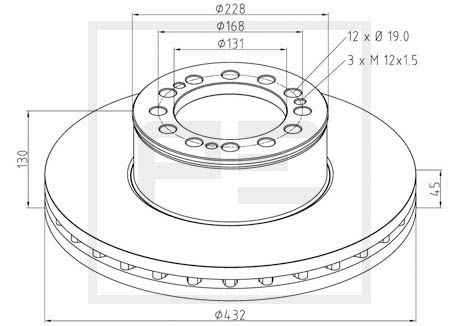 Picture of PE Automotive - 036.121-00A - Brake Disc (Brake System)