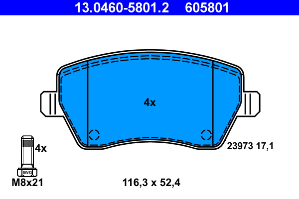 Picture of Brake Pad Set, disc brake - ATE - 13.0460-5801.2