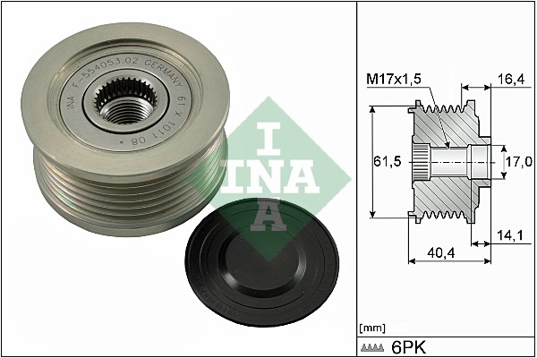 Picture of INA - 535 0115 10 - Alternator Freewheel Clutch (Alternator)