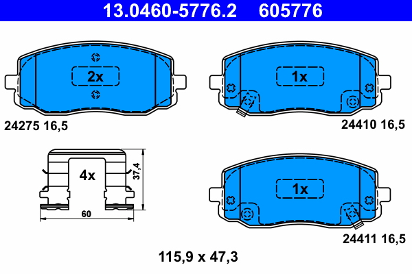 Picture of Brake Pad Set, disc brake - ATE - 13.0460-5776.2