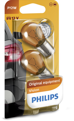 Picture of Philips 12V PY21W Pair Amber Bulbs