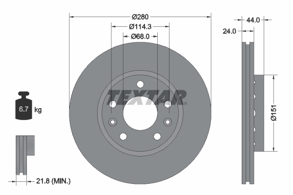 Picture of TEXTAR - 92195505 - Brake Disc (Braking System)