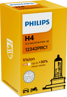 Picture of Philips H4 12V 60/55W +30%  Vision Halogen Bulb