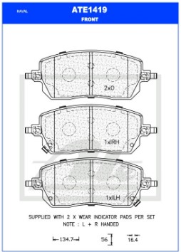 Picture of Brake Pad Set, disc brake - ATE - ATG1419