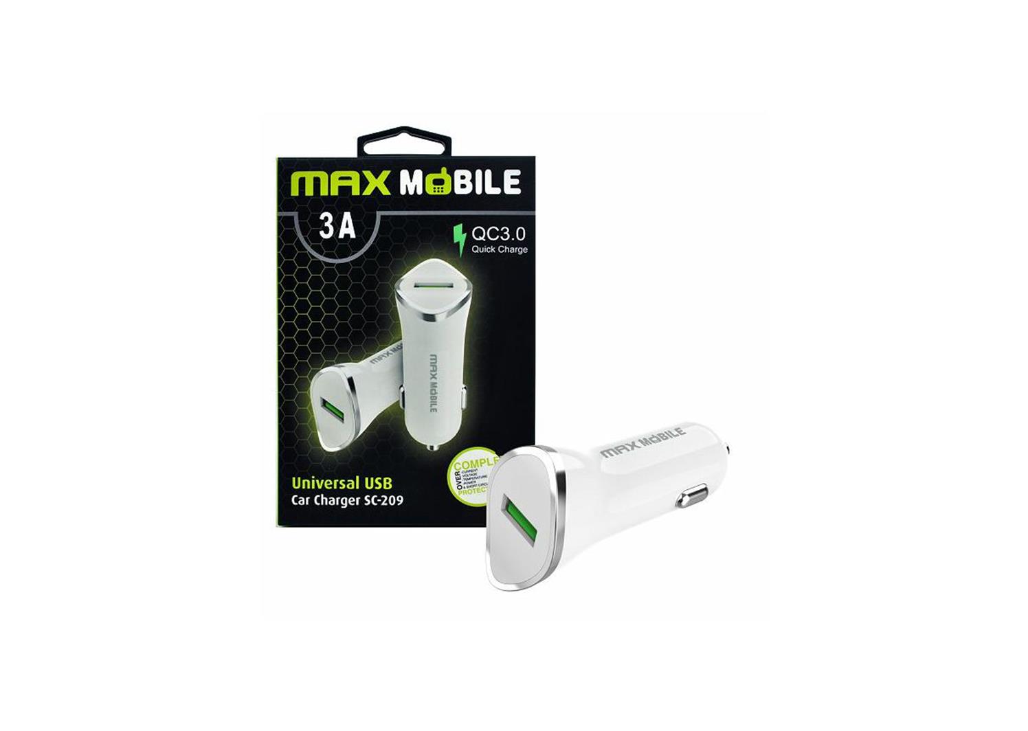 MAXMOBILE Auto punjač za mobitel SC-209 QC 3.0, bijeli