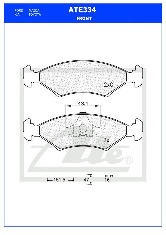 Picture of Brake Pad Set, disc brake - ATE - D334