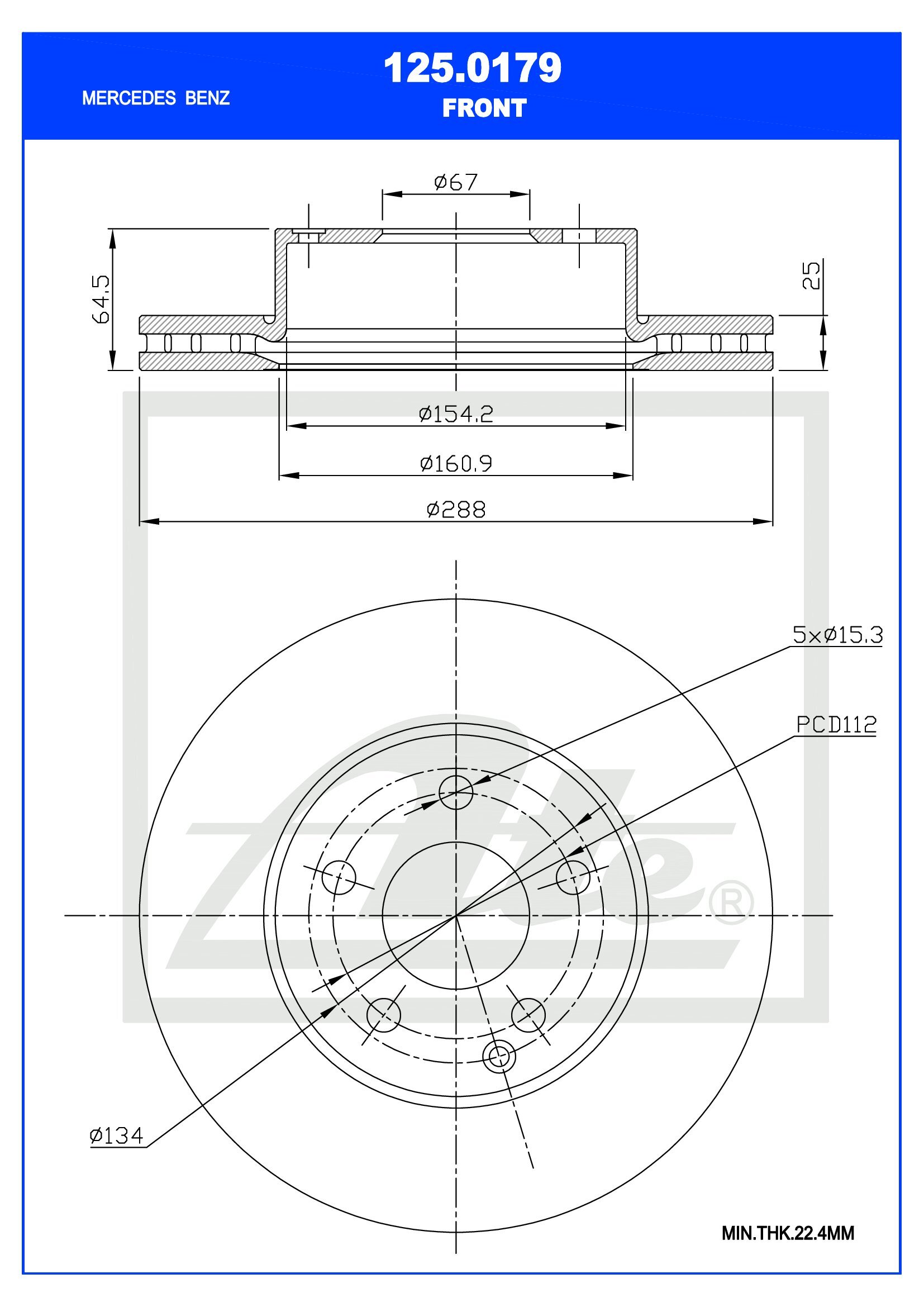 Picture of Brake Disc - ATE - 24.0125-0179.1