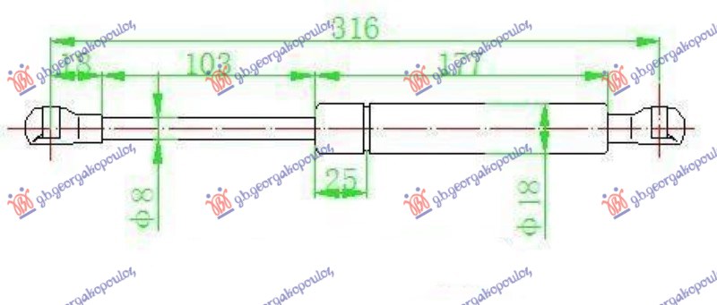 Slika GBG - 035808215 - Gasni amortizer, hauba motora