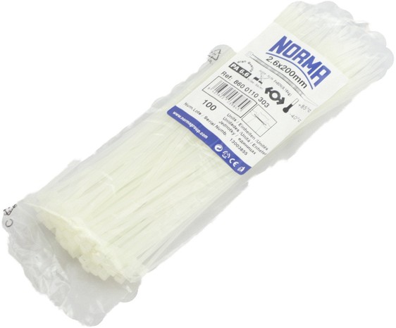 Picture of NORMA WHITE CABLE TIE 2.6 x 200 (P