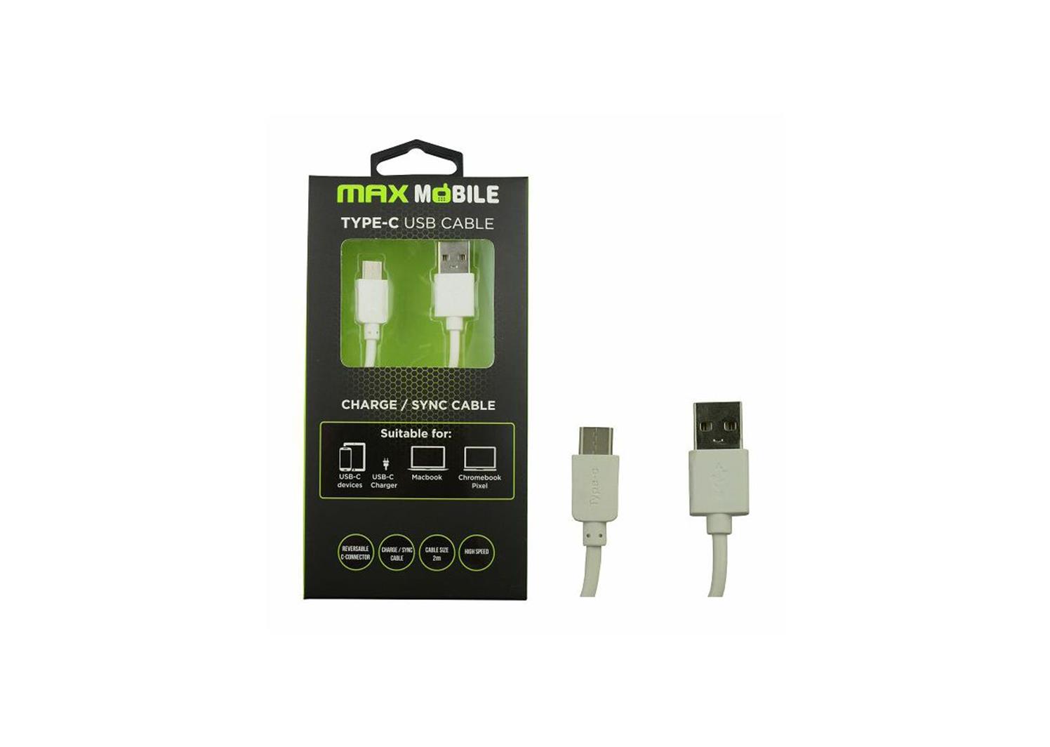 MAXMOBILE kabel, USB-A (M) na USB-C (M), TYPE C, 2m, bijeli