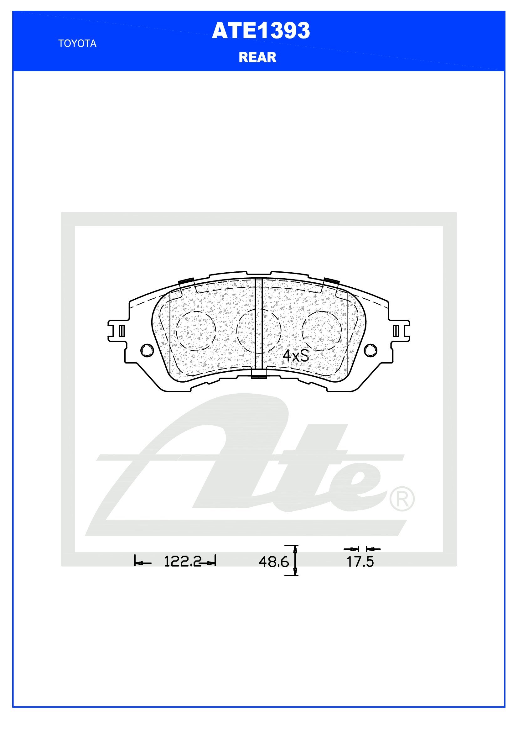 Picture of Brake Pad Set, disc brake - ATE - ATE1393