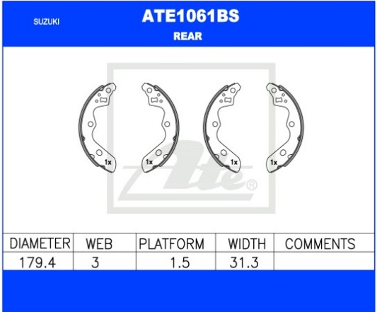Picture of Brake Shoe Set - ATE - 1061BS