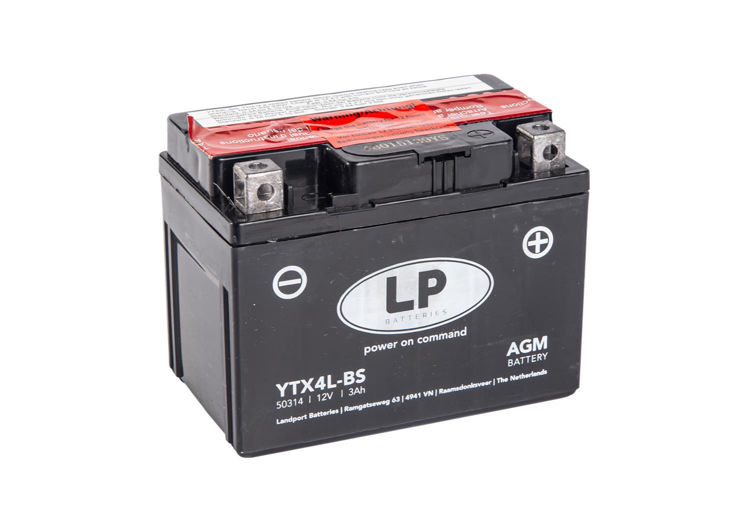 Moto akumulator LANDPORT agm mb ytx4l-bs 3Ah 40A D+ (113x70x85)