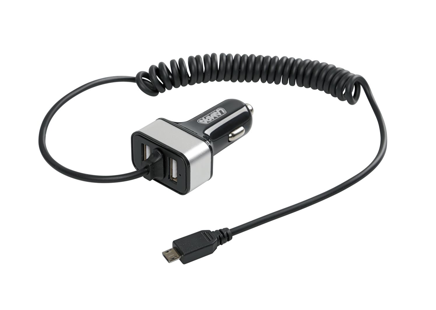 LAMPA punjač usb slim evo 2 utora+kabel 12/24v micro usb 38963