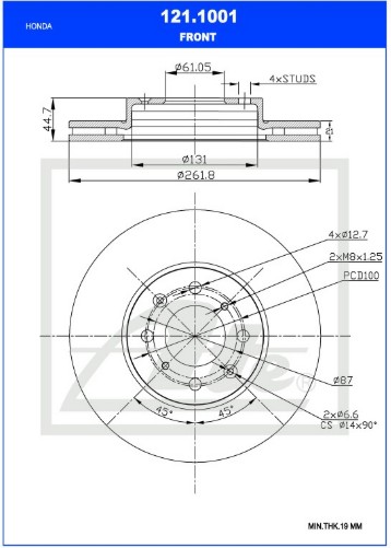 Picture of Brake Disc - ATE - 121.1001