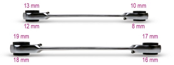 Picture of Beta Reversible Ratchet Spanners - 8 sizes in 2 Offset Bi-Hex Ring Spanners