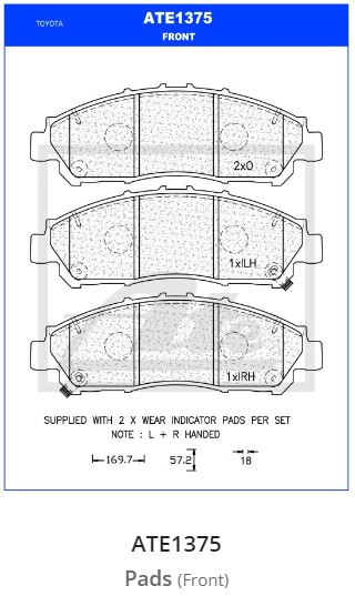 Picture of ATE - ATG1375 - Brake Pad Set, disc brake