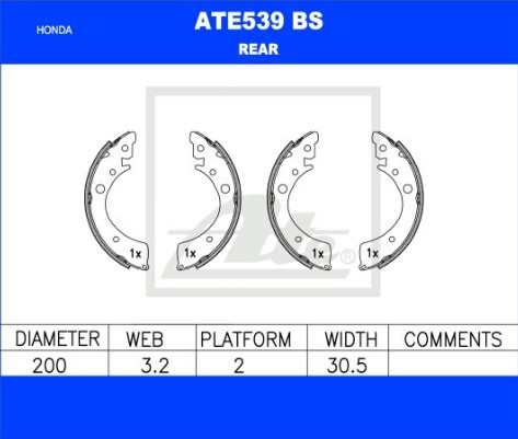 Picture of Brake Shoe Set - ATE - 539BS
