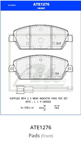 Picture of ATE - ATG1276 - Brake Pad Set, disc brake