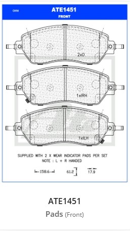 Picture of Brake Pad Set, disc brake - ATE - ATG1451