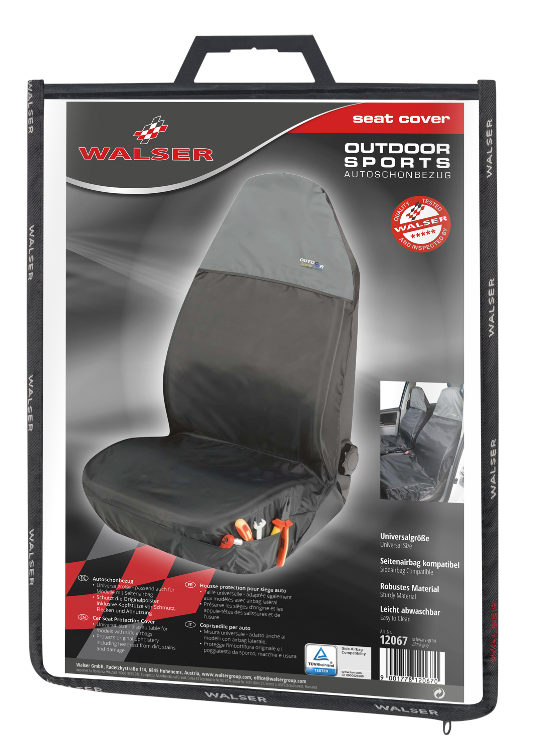 Picture of Walser Polyester Protective Seat Cover - Black Grey