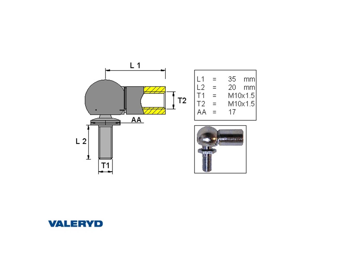 VALERYD prihvat amortizera metalni m10 35mm 6820309