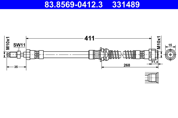 Picture of Brake Hose - ATE - 83.8569-0412.3