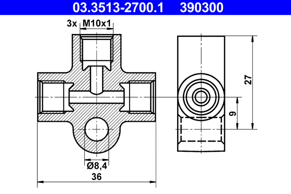 ELEMENT ZA SPAJANJE/RAZVOĐENJE, CIJEVOVODI - ATE - 03.3513-2700.1