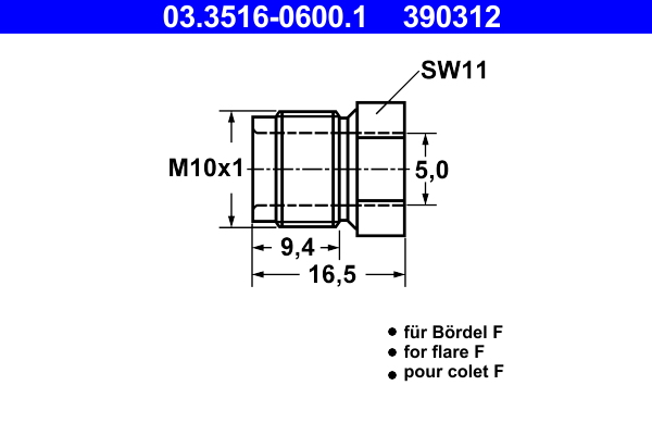 Picture of Union Bolt - ATE - 03.3516-0600.1