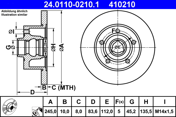 Picture of Brake Disc - ATE - 24.0110-0210.1