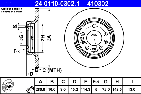 ATE - 24.0110-0302.1 - Kočioni disk (Kočioni uređaj)