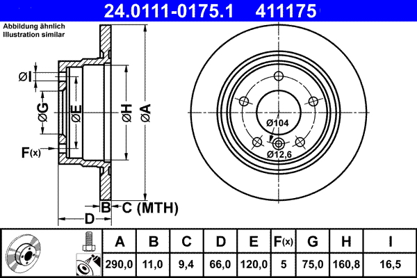 ATE - 24.0111-0175.1 - Kočioni disk (Kočioni uređaj)