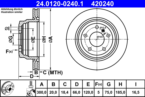 ATE - 24.0120-0240.1 - Kočioni disk (Kočioni uređaj)