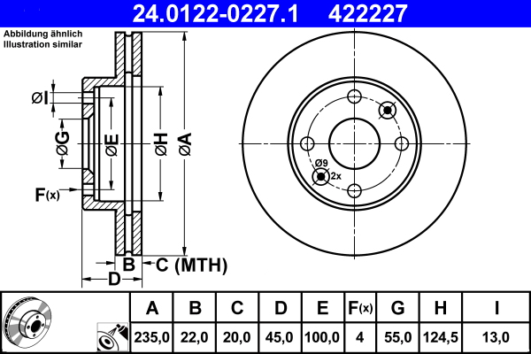 Picture of Brake Disc - ATE - 24.0122-0227.1