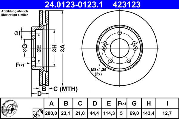 Picture of Brake Disc - ATE - 24.0123-0123.1