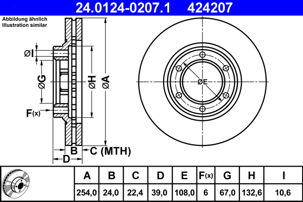 Picture of Brake Disc - ATE - 24.0124-0207.1