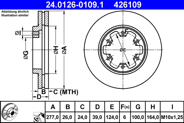 Picture of Brake Disc - ATE - 24.0126-0109.1