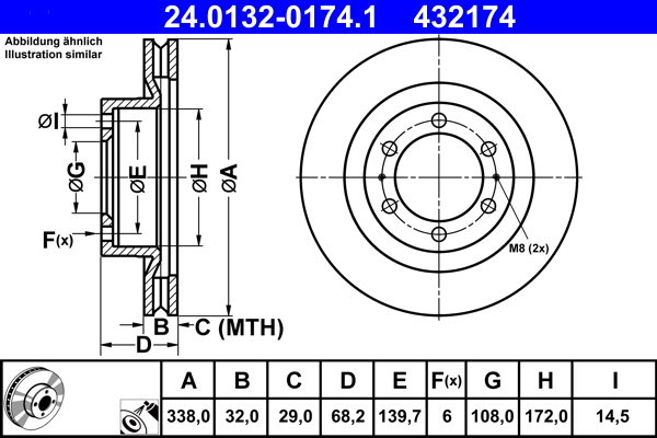 Picture of Brake Disc - ATE - 24.0132-0174.1