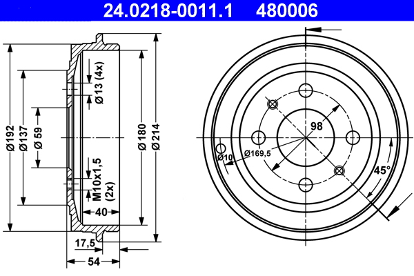 ATE - 24.0218-0011.1 - Doboš kočnice (Kočioni uređaj)