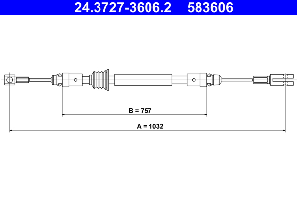 Picture of Cable Pull, parking brake - ATE - 24.3727-3606.2