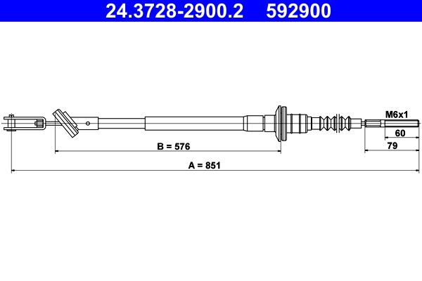 Picture of Cable Pull, clutch control - ATE - 24.3728-2900.2