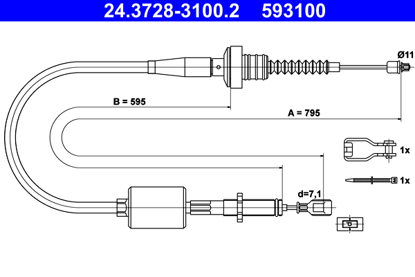 Picture of Cable Pull, clutch control - ATE - 24.3728-3100.2