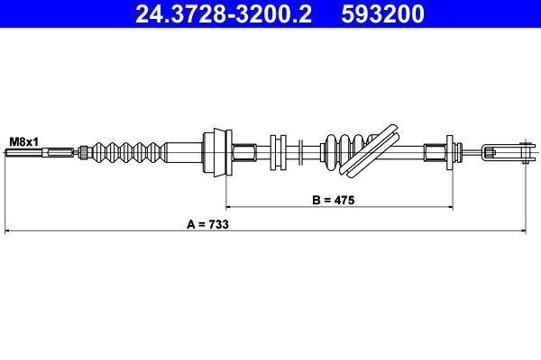 Picture of Cable Pull, clutch control - ATE - 24.3728-3200.2