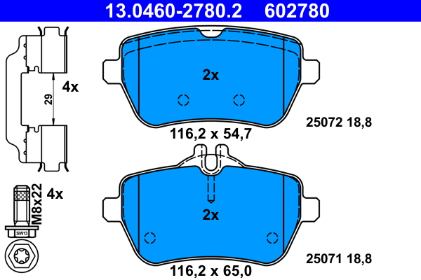 ATE disk pločice MERCEDES BENZ 13.0460-2780.2 zadnje, s350 13->