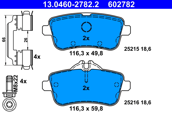 Picture of Brake Pad Set, disc brake - ATE - 13.0460-2782.2