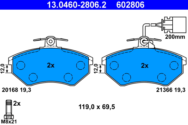Picture of Brake Pad Set, disc brake - ATE - 13.0460-2806.2