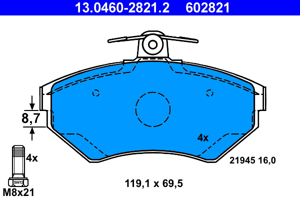 Picture of Brake Pad Set - ATE - 13.0460-2821.2