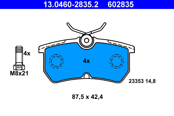 Picture of Brake Pad Set, disc brake - ATE - 13.0460-2835.2